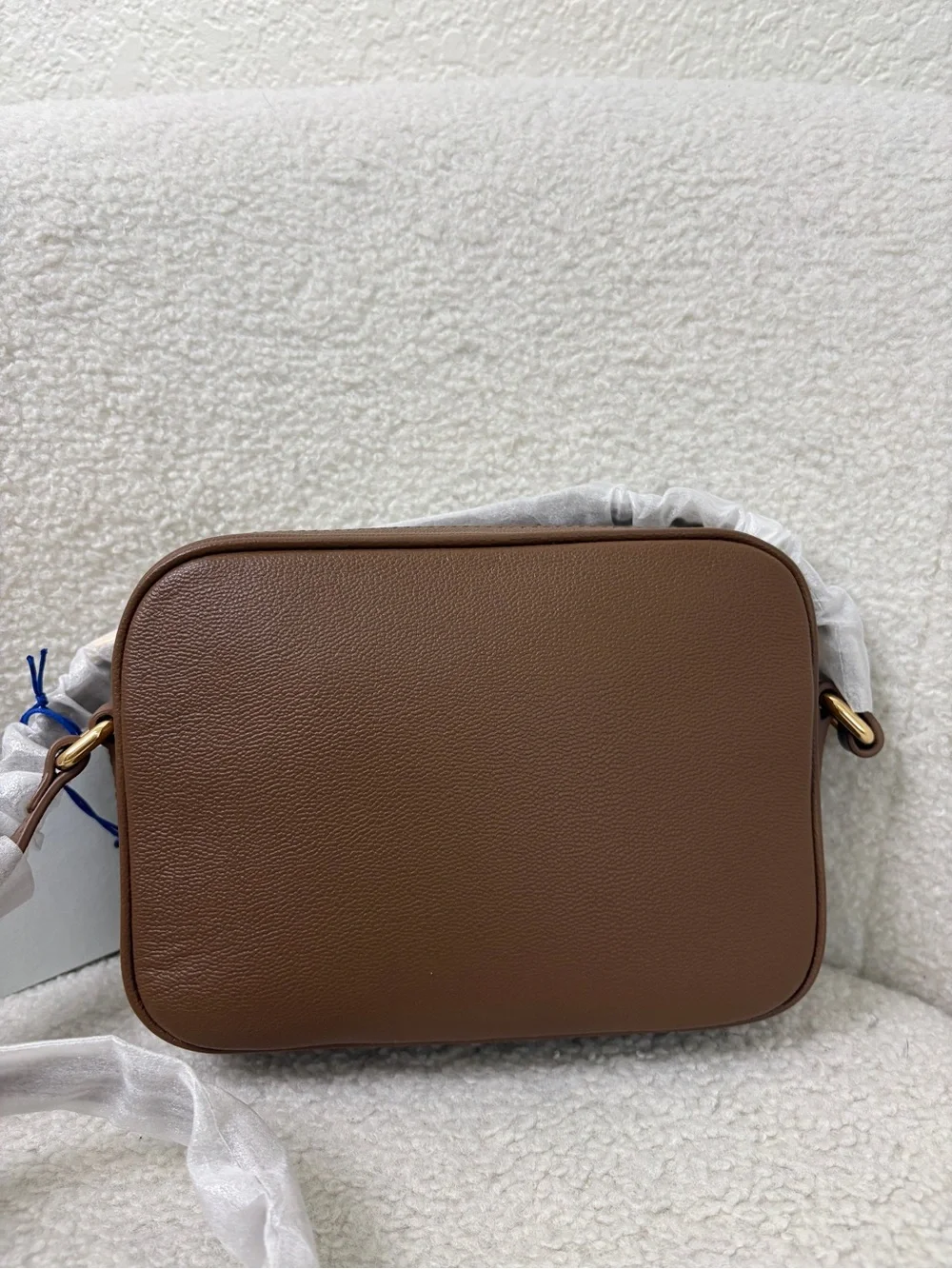 Burberry Brown Leather camera Bag with Signature Check